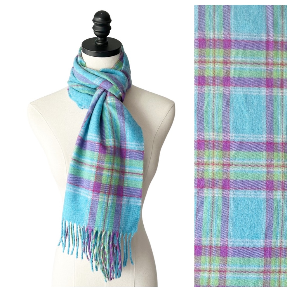 John Hanley Ireland Merino Wool Plaid Scarf